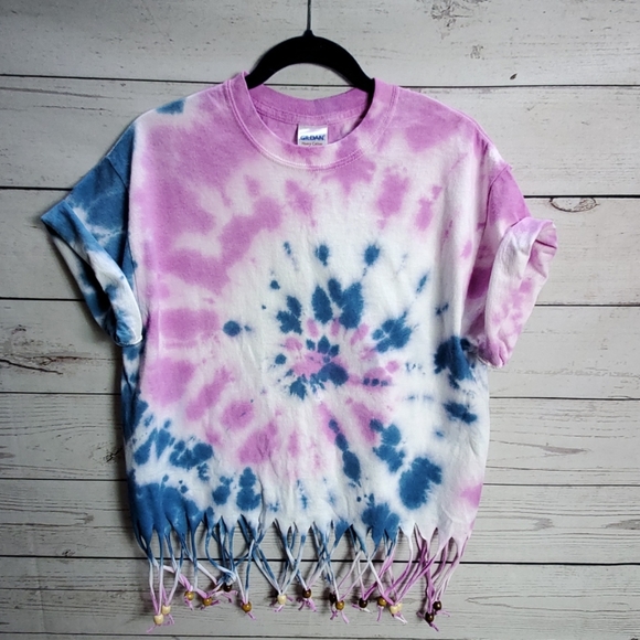 tie dye cut out shirt